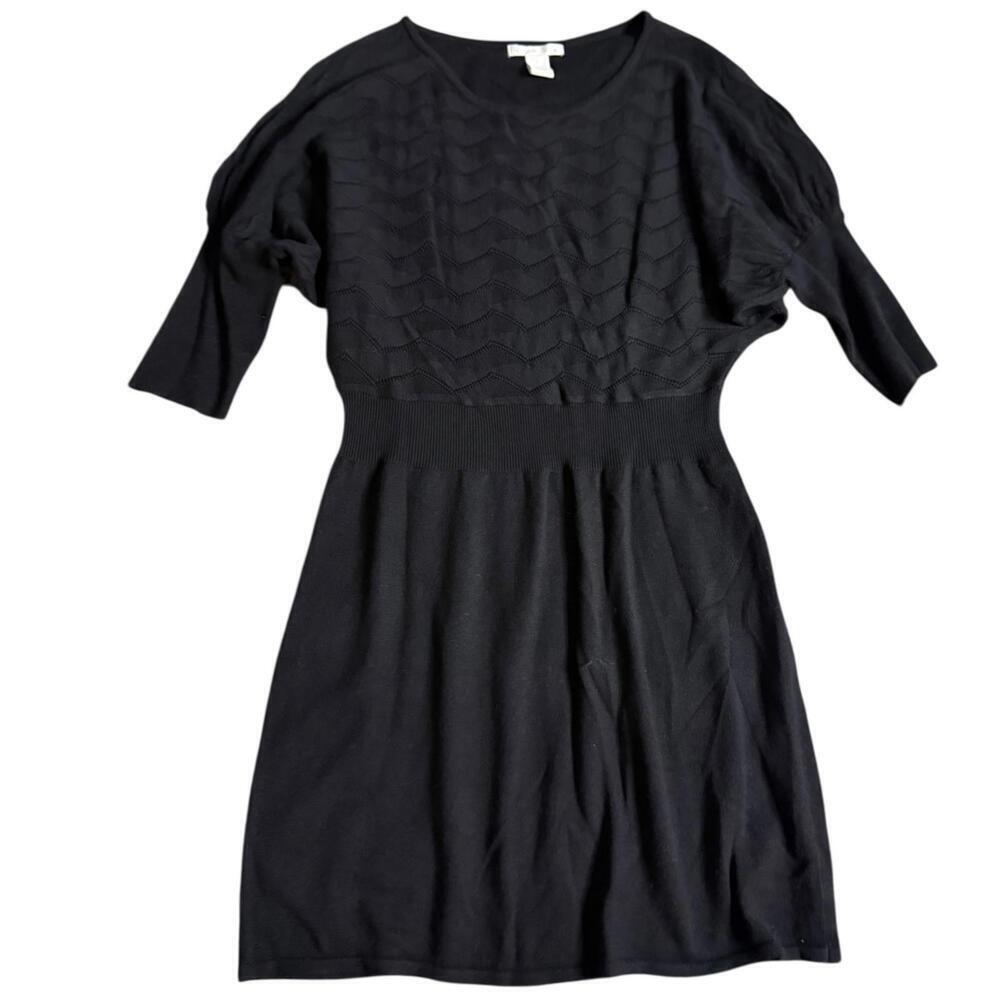 Design History Black Knit Chevron Bodice Dress Size L